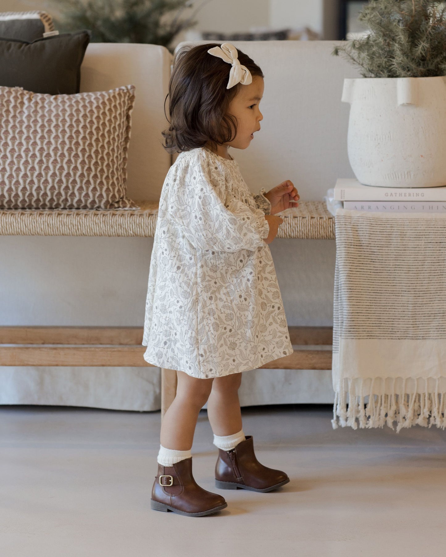 V Smocked Dress I Winter Floral