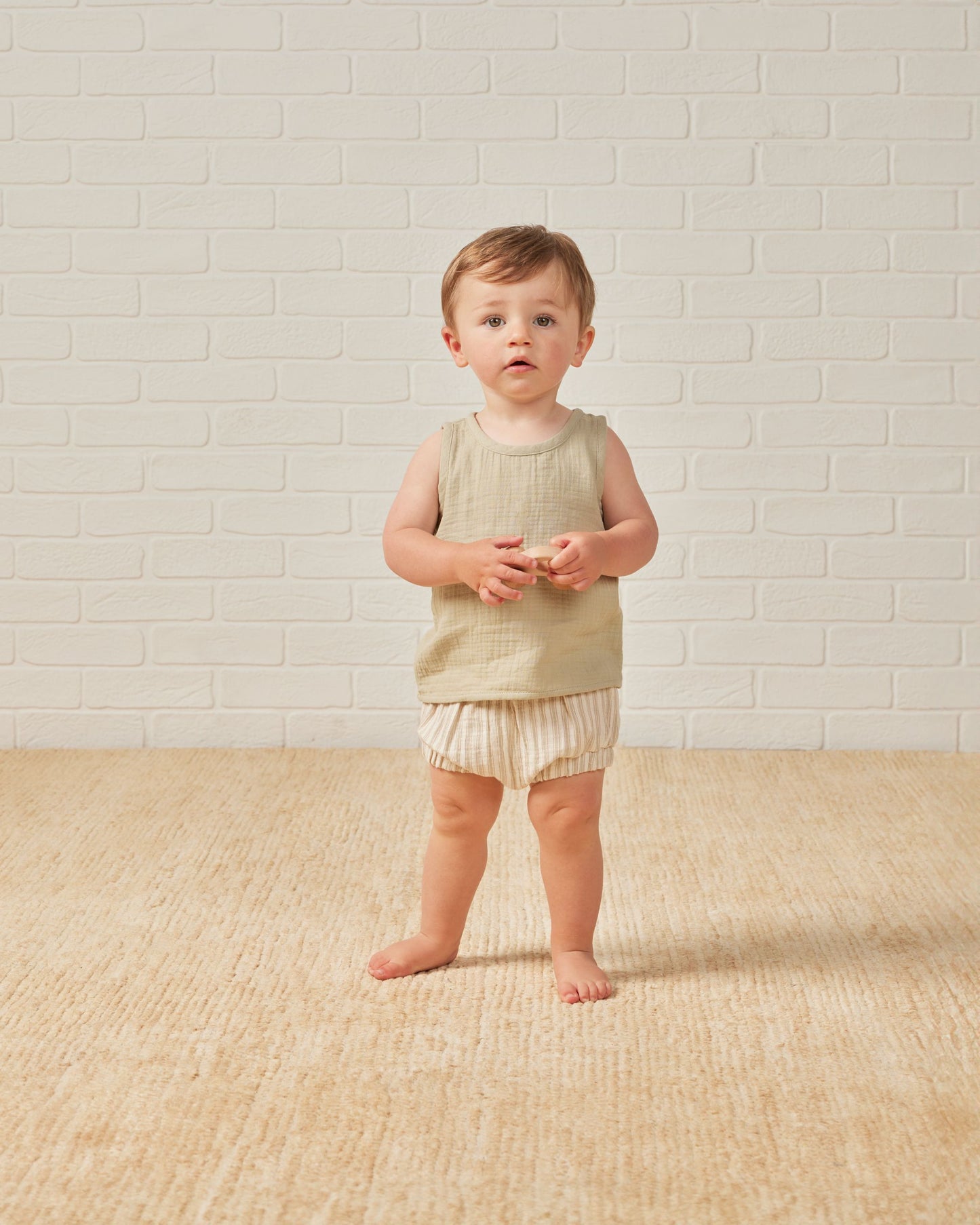 Woven Tank + Short Set I Sage Stripe