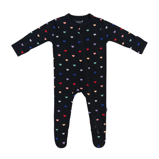 Zippered Footie I Midnight Rainbow Heart