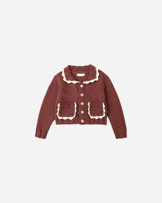 Collared Cardigan | Burgundy