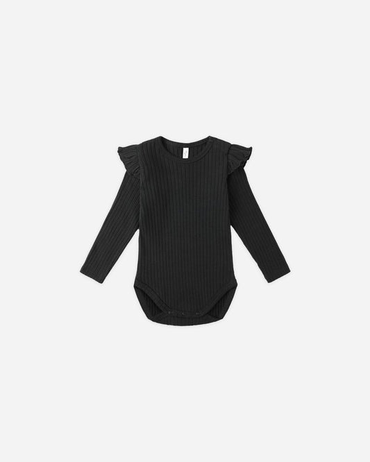 Shoulder Ruffle Bodysuit | Black