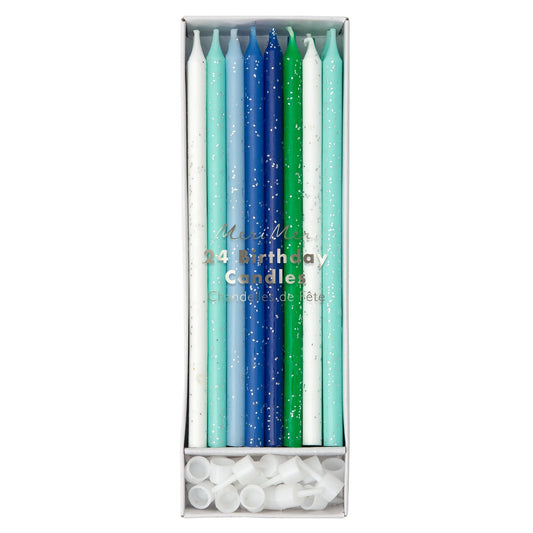 Glitter Candles | Blue & Green
