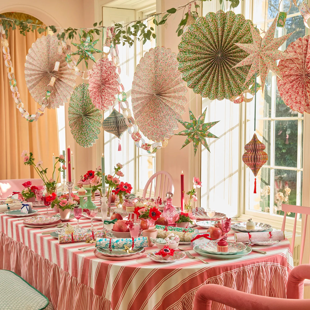 Meri Meri X Liberty Giant Pinwheels | Red & Green