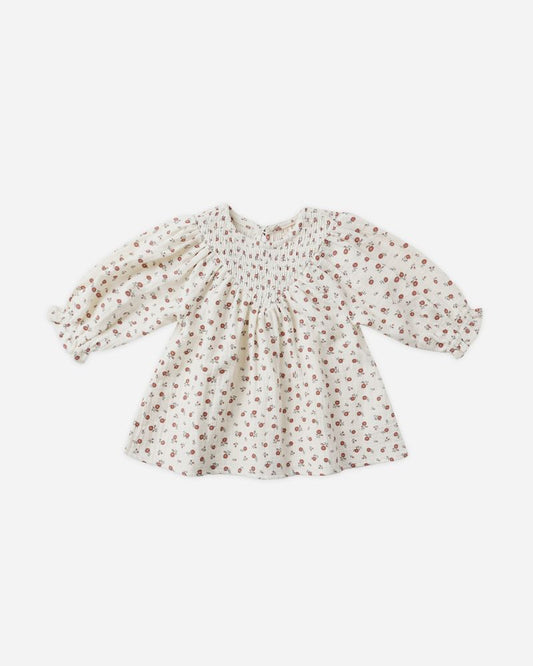 V Smocked Dress | Winter Ditsy
