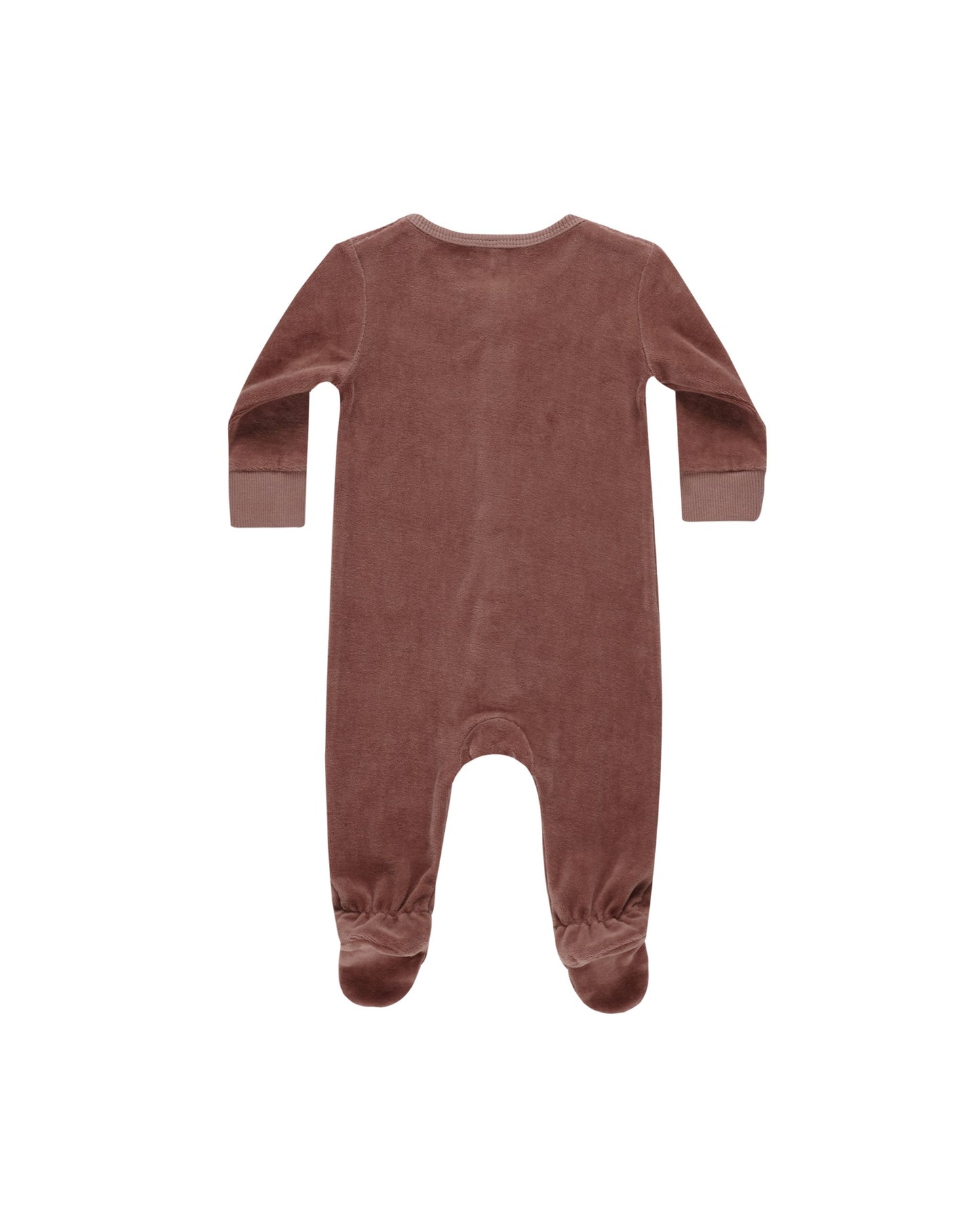 Velour Hidden Snap Footie I Cranberry