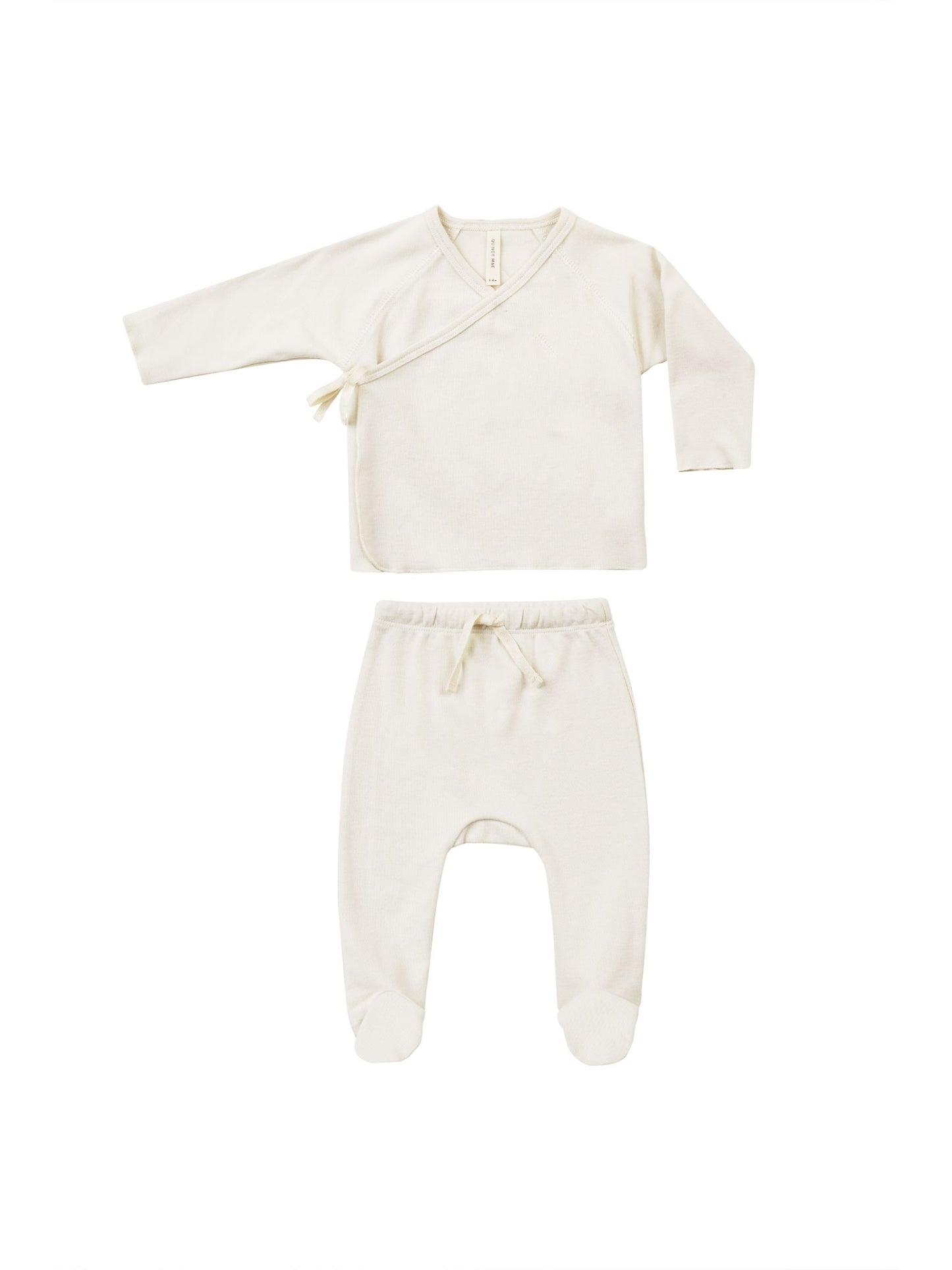 Wrap Top + Footed Pant Set I Ivory