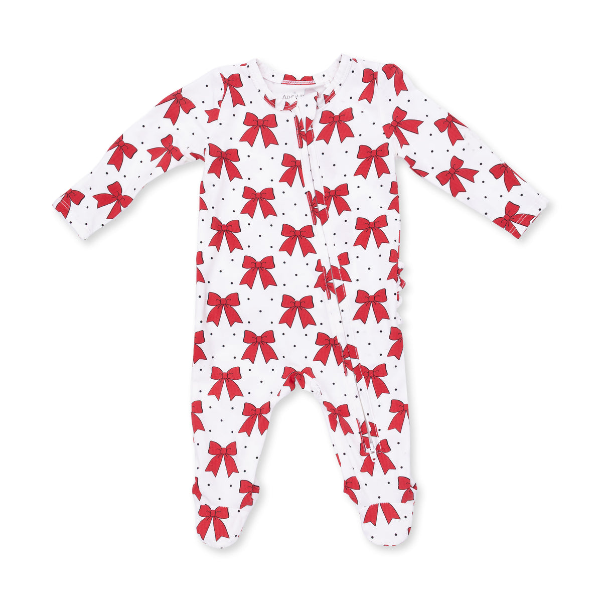 Ruffle Back Zipper Footie | Festive Bows