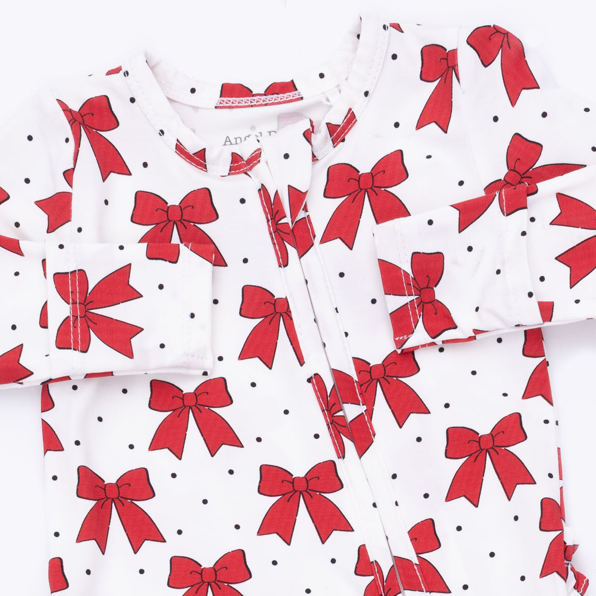 Ruffle Back Zipper Footie | Festive Bows