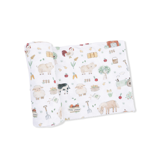 Swaddle Blanket | Cute Farm Animals