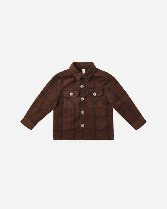 Pocketed Corduroy Shirt | Brown Plaid