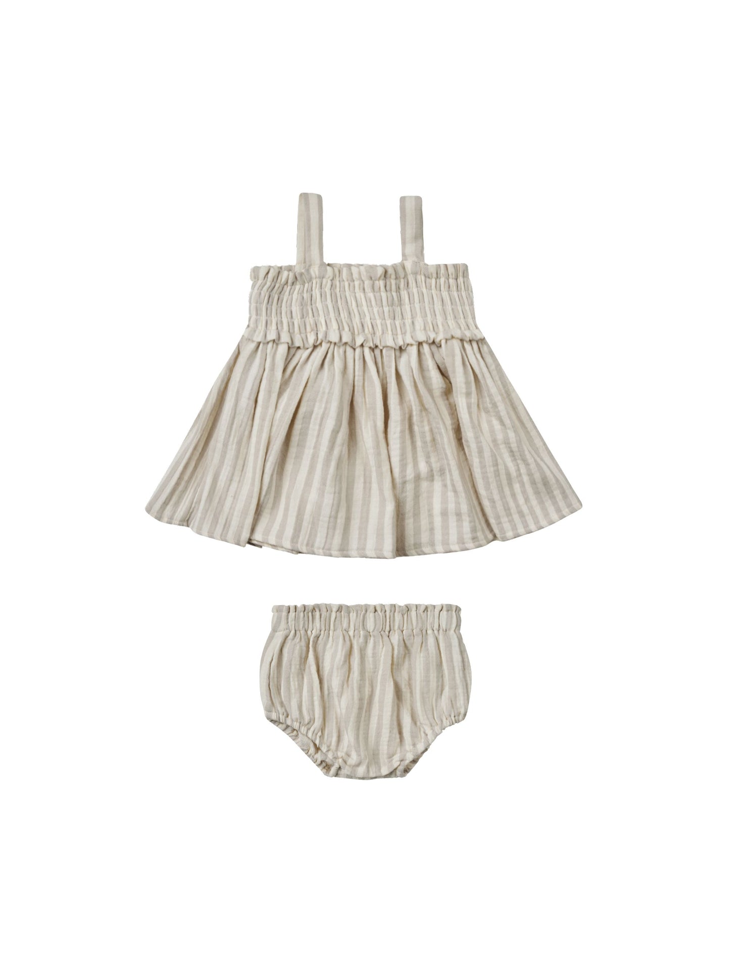 Mae Smocked Top+ Bloomer Set I Ash Stripe