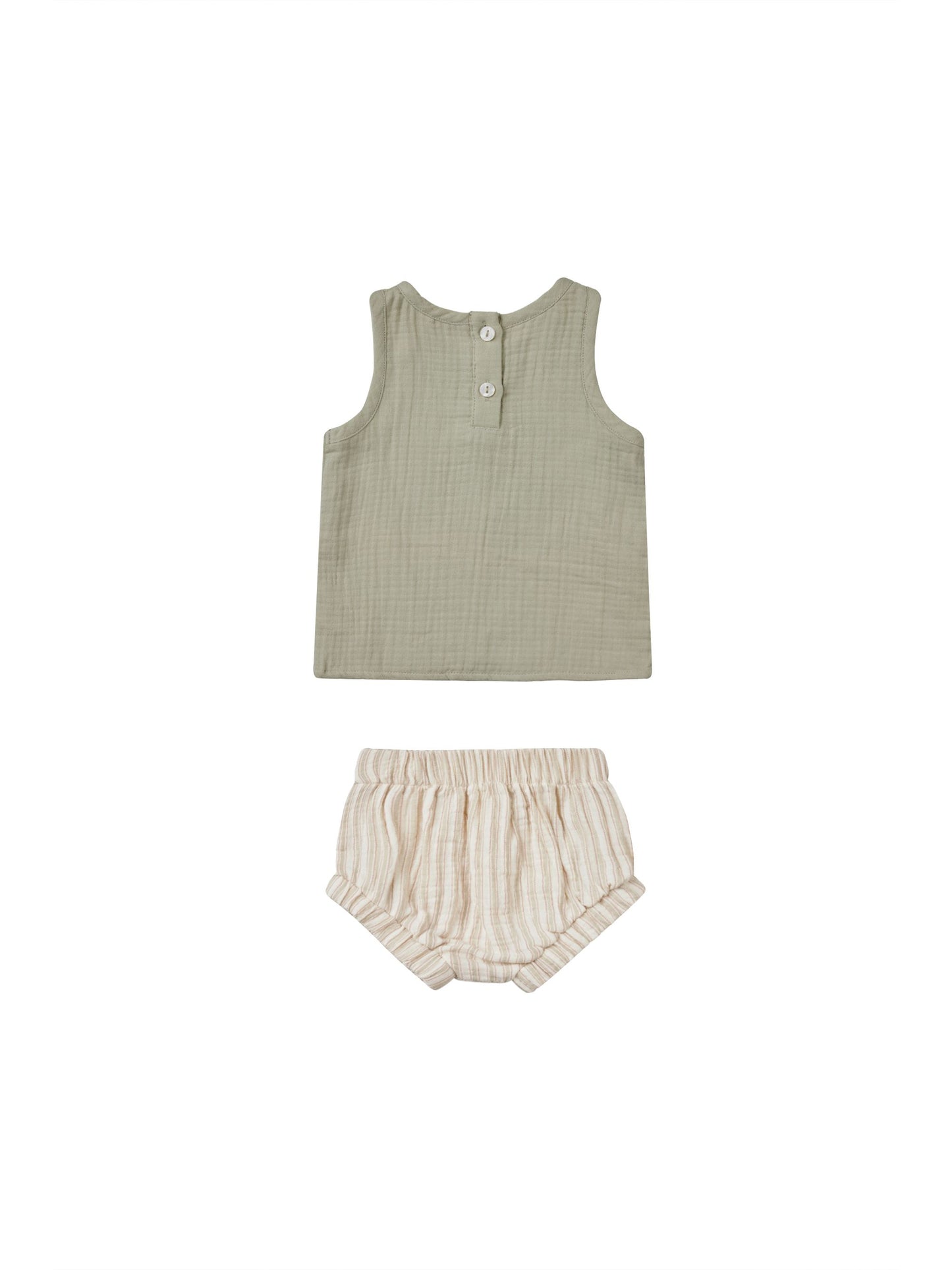 Woven Tank + Short Set I Sage Stripe