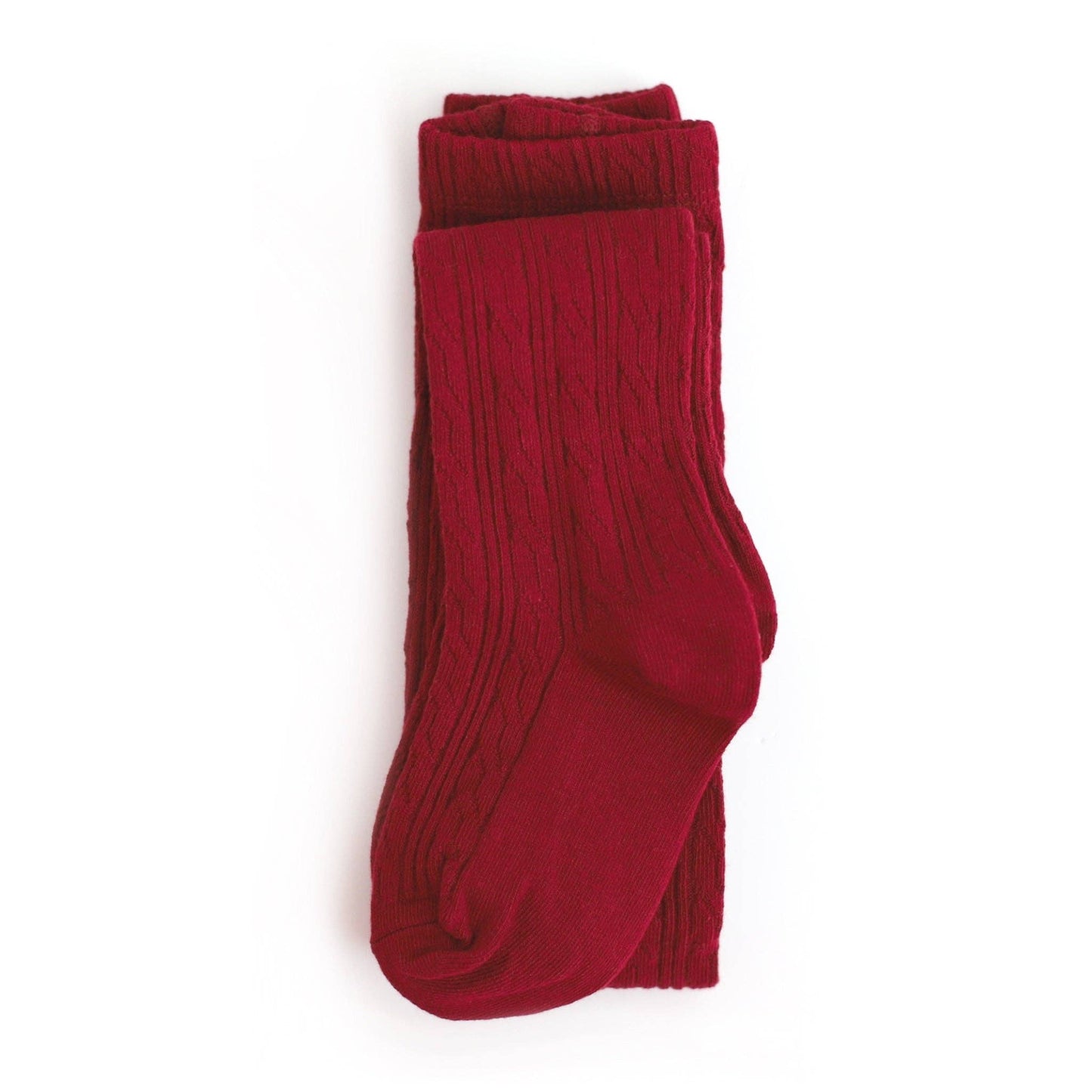 Cable Knit Tights I Crimson