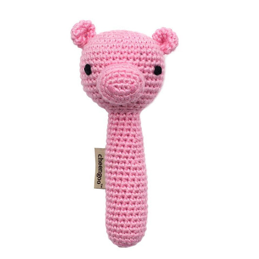 Pig Stick Hand Crocheted Rattle