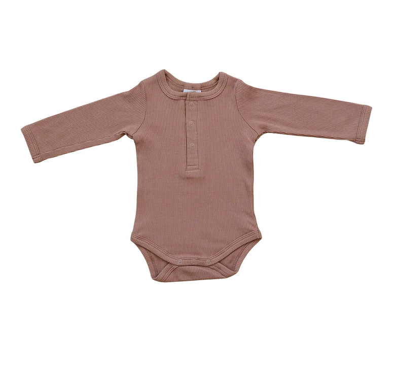 Organic Cotton Long Sleeve Snap Onesie | Dusty Rose