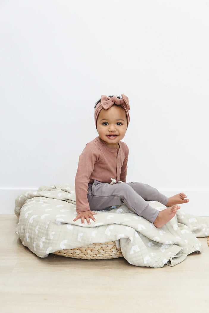 Organic Cotton Long Sleeve Snap Onesie | Dusty Rose